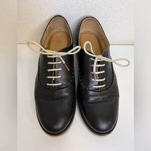 The Office of Angela Scott Black Leather Oxford Platform Sneakers Size 37